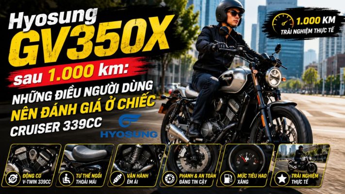 Hyosung GV350X sau 1.000 km: Những điều người dùng nên đánh giá ở chiếc cruiser 339cc