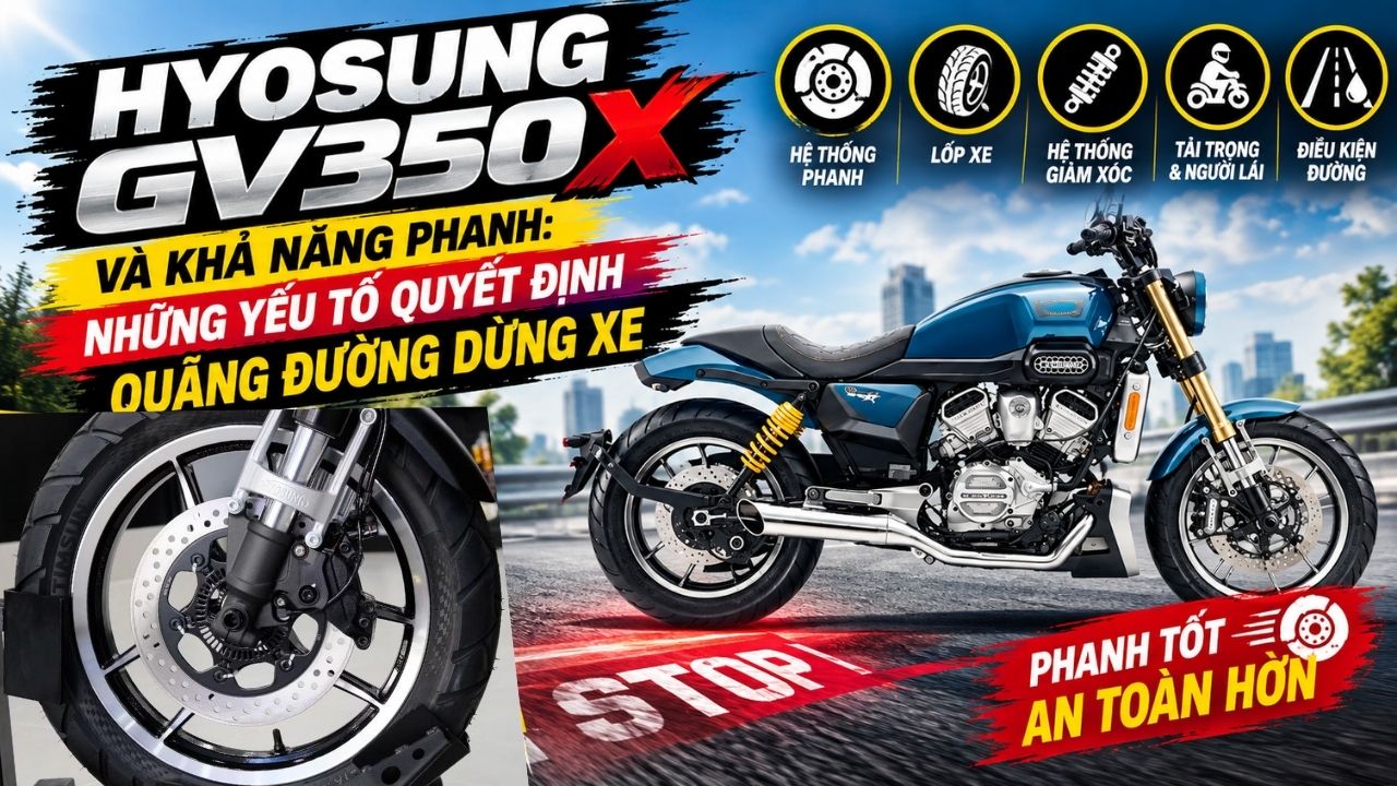 Hyosung GV350X và khả năng phanh: Những yếu tố quyết định quãng đường dừng xe